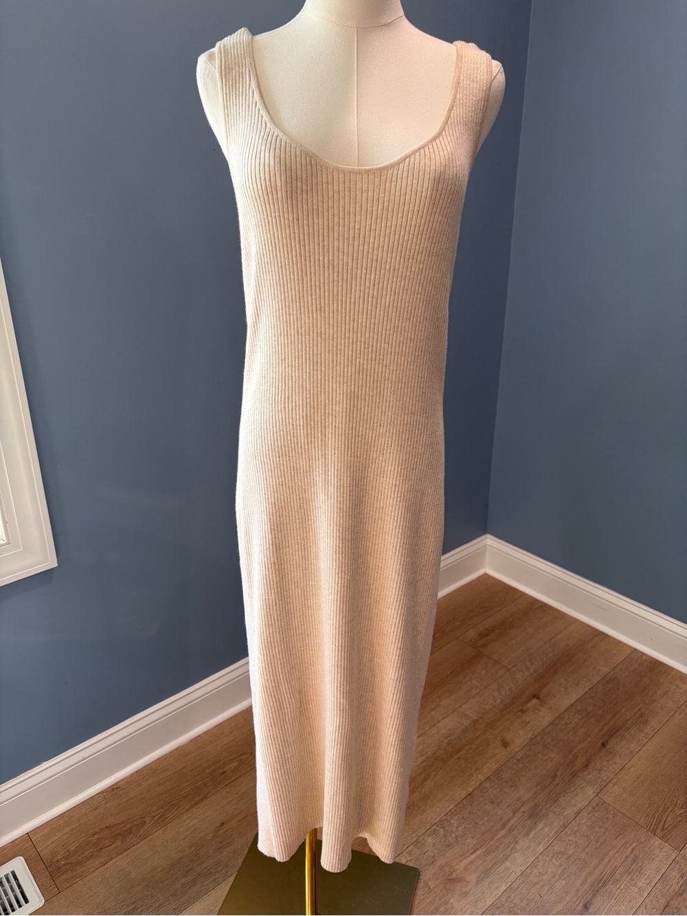 old navy beige dress Ribbed Knit Maxi Tank Medium Neutral Minimalist 59 and wear sizes